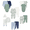 Blue/Green/White, variant on Baby Layette Outfit Set, 15-pack, Sizes Preemie-6/9 Months