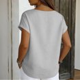 thumbnail image 5 of Linen Shirts for Women Short Sleeve V Neck Button Down Loose Gauze Blouses, 2XL, 5 of 7