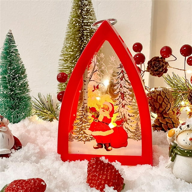 Oioii Christmas Snowman Lantern - Glittering Christmas Lamp,LED Christmas Night Christmas Decorations Indoor Home Decor