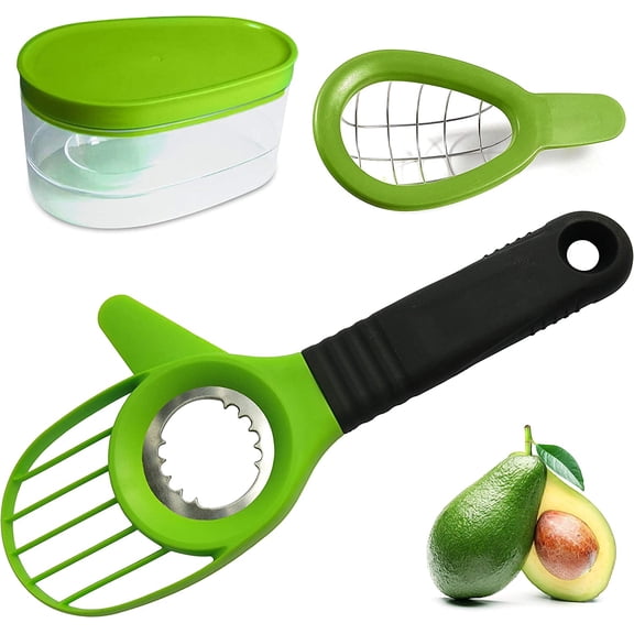 Avocado Slicer 3 Piece Set - Avocado Slicer Tool, Cutter, Knife, Peeler, Pitter, Cuber, Dicer & Avocado Keeper For Everything That You Will Ever Need For Your Avocados