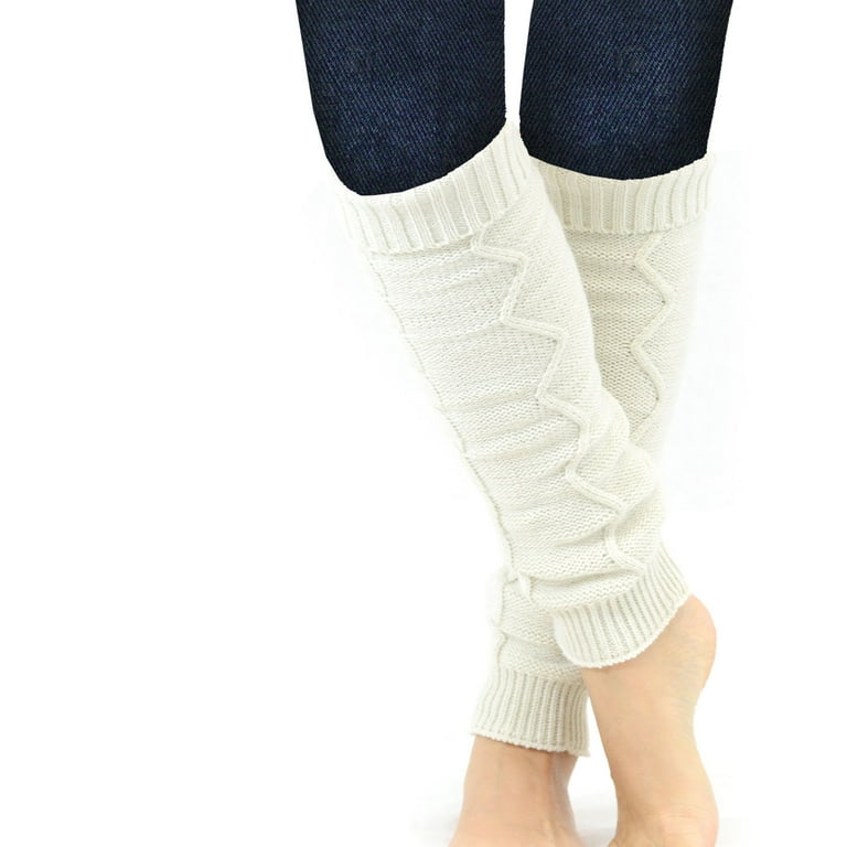 TeeHee Women's Fashion Leg Warmers, 3-Pack Assorted Colors, Cable