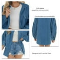 thumbnail image 3 of Womens Casual Jacket, Exquisite Color Women Loose Jacket Casual Style Machine Washable Puff Sleeve  For Outdoor ANGGREK Azul M, 3 of 6