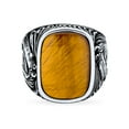 thumbnail image 2 of Bling Jewelry Mens Mens Silver Ring Large Brown Tiger Eye and Black Onyx Gemstones Handmade Turkey, 2 of 5