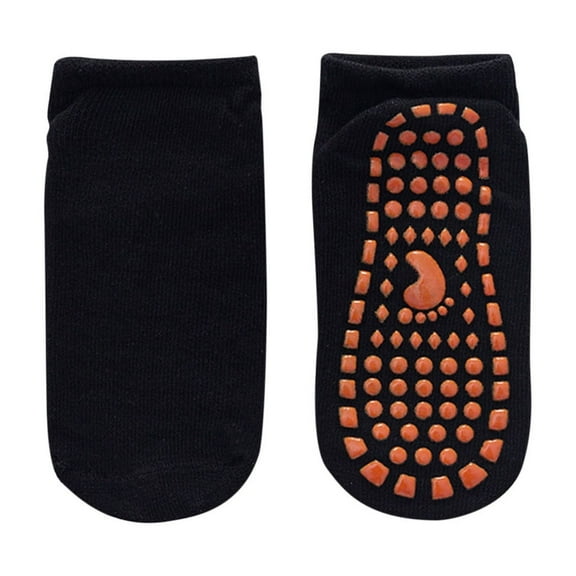 Xfvqtps Boys and Girls Slipper Socks with Grippy Solid Color Simplicity Non Slip Comfortable Breathable Soft Cotton Socks Black