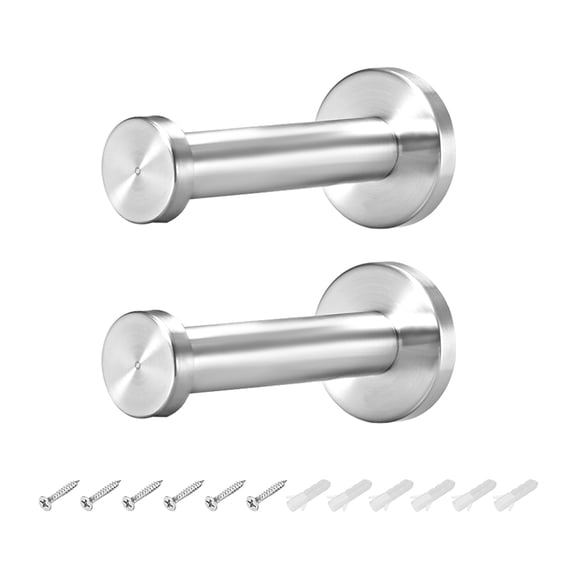 2Pcs, 1.85" Wall Mounted Hook Robe Hook Single Towel Hanger Stainless Steel