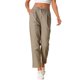 thumbnail image 1 of Pantalones de lino casuales INSPIRE CHIC para mujer, con cintura elástica y cordón, pantalones ajustados con bolsillos en color caqui L, 1 of 6