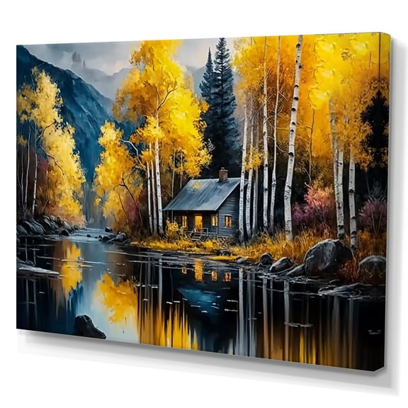 Designart Cabin By The Lake In Summer III Canvas Wall Art