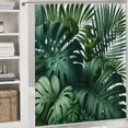 thumbnail image 6 of Awypu Chic Modern Bathroom Decor Tropical Green Leaves Summer Palm Leaf Waterproof Shower Curtain White, 6 of 7