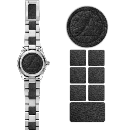Watch Adjustment Cushions for watch band strap links, clasp, and caseback for perfect fit (Black Leather)
