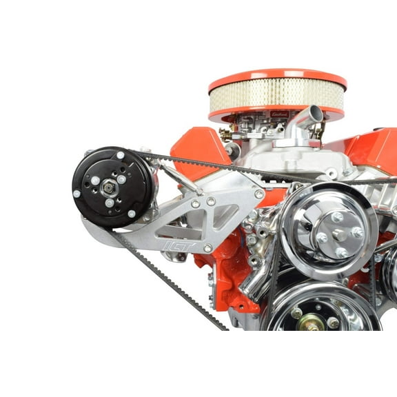 ICT Billet SBC Sanden 508 A/C Compressor Bracket Long Water Pump Small Block 350 Chevy ICT 551775