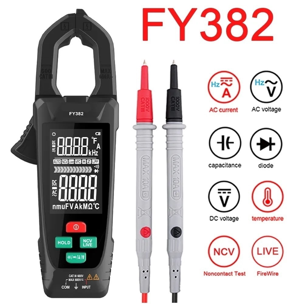 Digital Clamp Meter Voltage Current Clamp True RMS Auto Range Temp Capacitance Ammeter Pliers ,High&Low Sensitivity