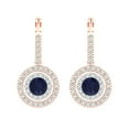 thumbnail image 3 of 1.35 ct Lever-Back Drop Dangle Earrings for Women | 4.5mm Round Cut Simulated Blue Sapphire | 18K White/Rose Gold, 3 of 5