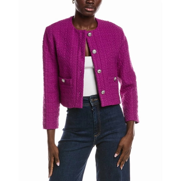 Maje womens Tweed Blazer, 42, Purple