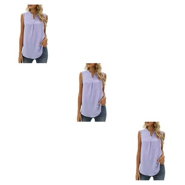 Qarigey Blusa sin mangas para mujer, camisa para oficina, chaleco refrescante con cuello en V para chicas, vacaciones en la playa, Top Type1 NO1
