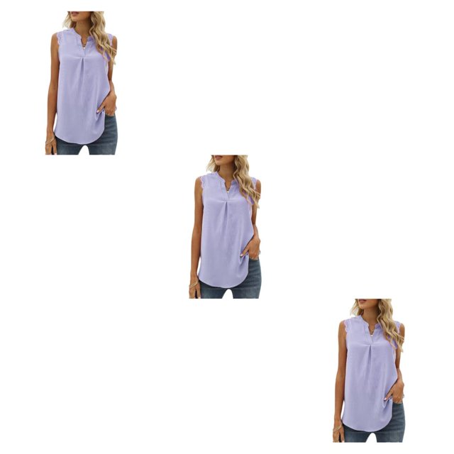 Qarigey Blusa sin mangas para mujer, camiseta sin mangas de Color sólido, chaleco con cuello en V para mujer de oficina, Top Sexy de Type1 NO1