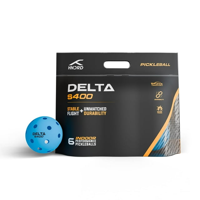Delta S400 Pro Pickleball Balls Hole Design, For Durability & Consistent Performance Tournament Ball, Blue, Pack Of 6 Balls