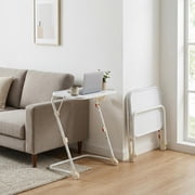 Homy Casa Adjustable TV Tray Table with Wheels and Cup Holder, Folding Laptop Desk with 4 Height Settings & 3 Tilt Angles for Couch, Bed, Sofa