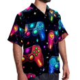 thumbnail image 2 of Game Controller Men's Short Sleeve Button Down Casual Beach Printed Shirts, 2 of 6