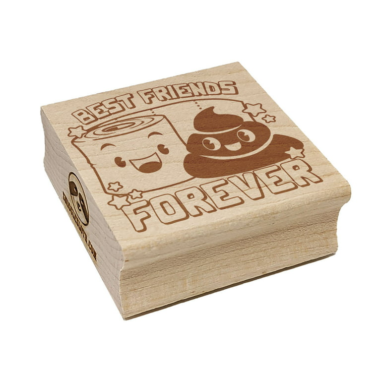 Toilet Paper and Poop Best Friends Forever Friendship Love Square Rubber Stamp  Stamping Scrapbooking Crafting - Large 2.75in 