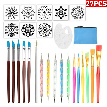 27Pcs Mandala Dotting Painting Tool Paint Pen & Stencil Rocks Painting ...