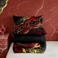 thumbnail image 5 of Manfei Watercolor Marble Bedding Full Comforter Set, Gold Black Red Down Comforter, Modern Mountain Fluid Bedding Sets Full with Comforter, Ultra Soft Bedroom Decorative, 3 Pieces Reversible, 5 of 7