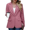 thumbnail image 2 of Dazajoo Women Plus Size Long Sleeve Blazers Dressy Casual Solid Color Button Suit Jackets 2024 Fall Loose Lightweight Open Front Lapel Cardigans,Hot Pink,XXL, 2 of 9