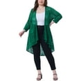 thumbnail image 2 of Agnes Orinda Women's Plus Size Lace Floral 3/4 Sleeve Sheer Casual Nylon Cardigans 2X Green, 2 of 6