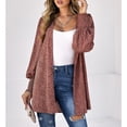 thumbnail image 4 of Cárdigan de manga farol para mujer, estampado clásico de leopardo a la moda, Otoño Invierno, camisas estampadas de manga larga, Tops, rojo pardusco XL, 4 of 6