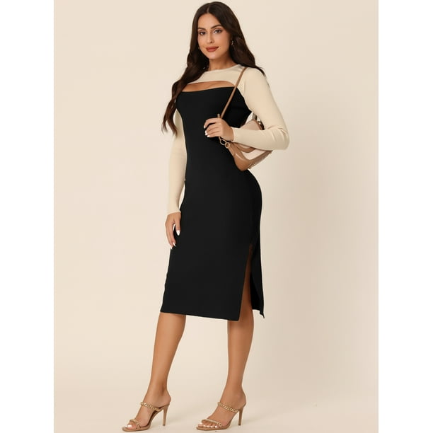 knee length dresses for ladies Cutout Midi Sweater Dress