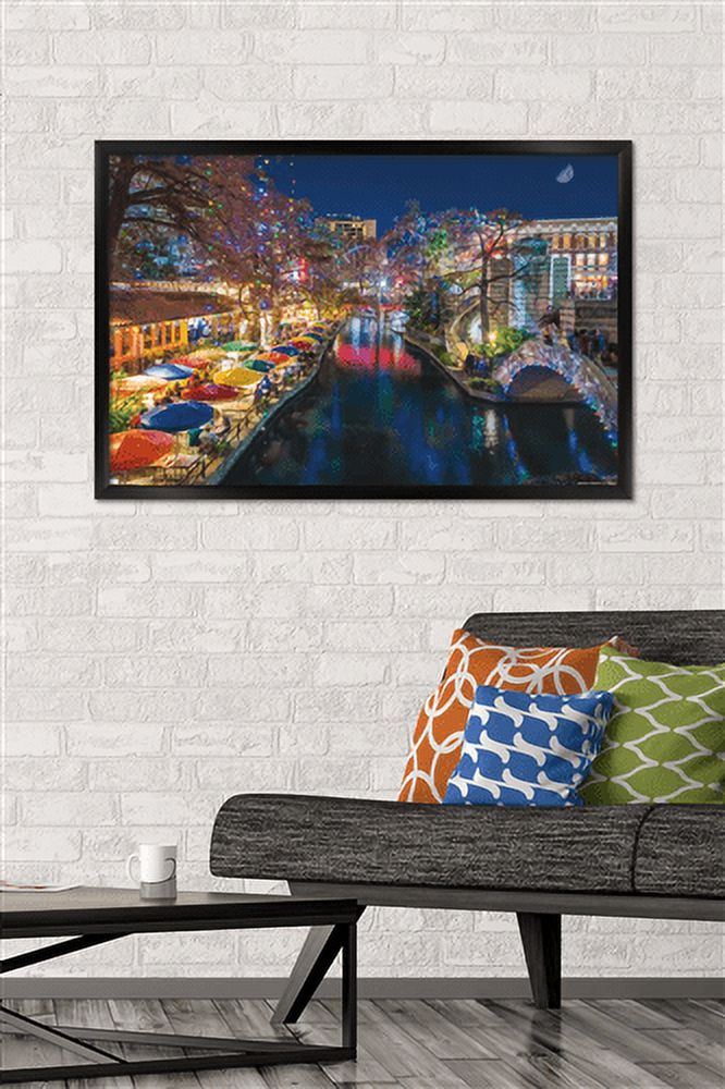 Beth Sheridan - San Antonio Holiday Wall Poster, 22.375" x 34", Framed