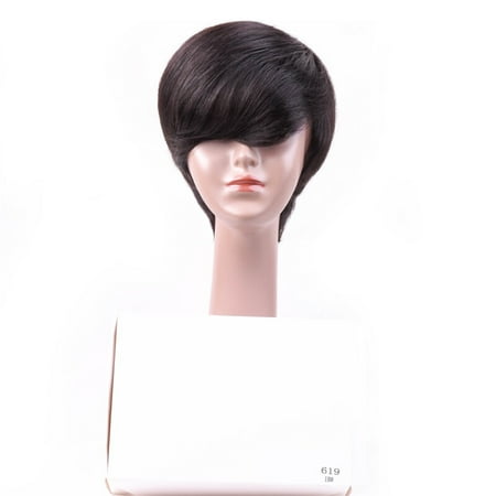 Straight Full Lace Wig BEAUDIVA Brazilian Straight Human Hair Wigs Natural Color 130% Lace Wigs With Full End Short Bob Wigs 619 1B# ()