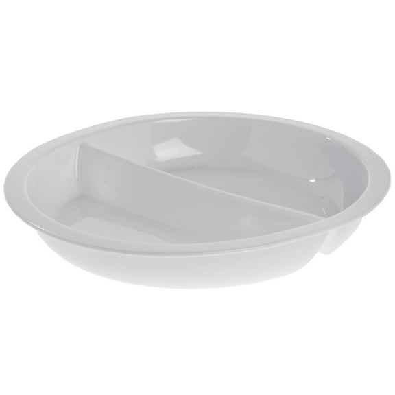 HUBERT® Divided Chafing Dish Pan 4 1/5 Quart Porcelain - 14 7/8"Dia x 2 1/8"H