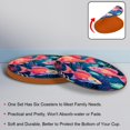 thumbnail image 4 of Fish 6pcs Microfiber Leather Round Car Coasters, 11x11 cm/4.3x4.3 in, Cup Holder Mats for Car, Set of 6 Absorbent Drink Coasters, 4 of 6