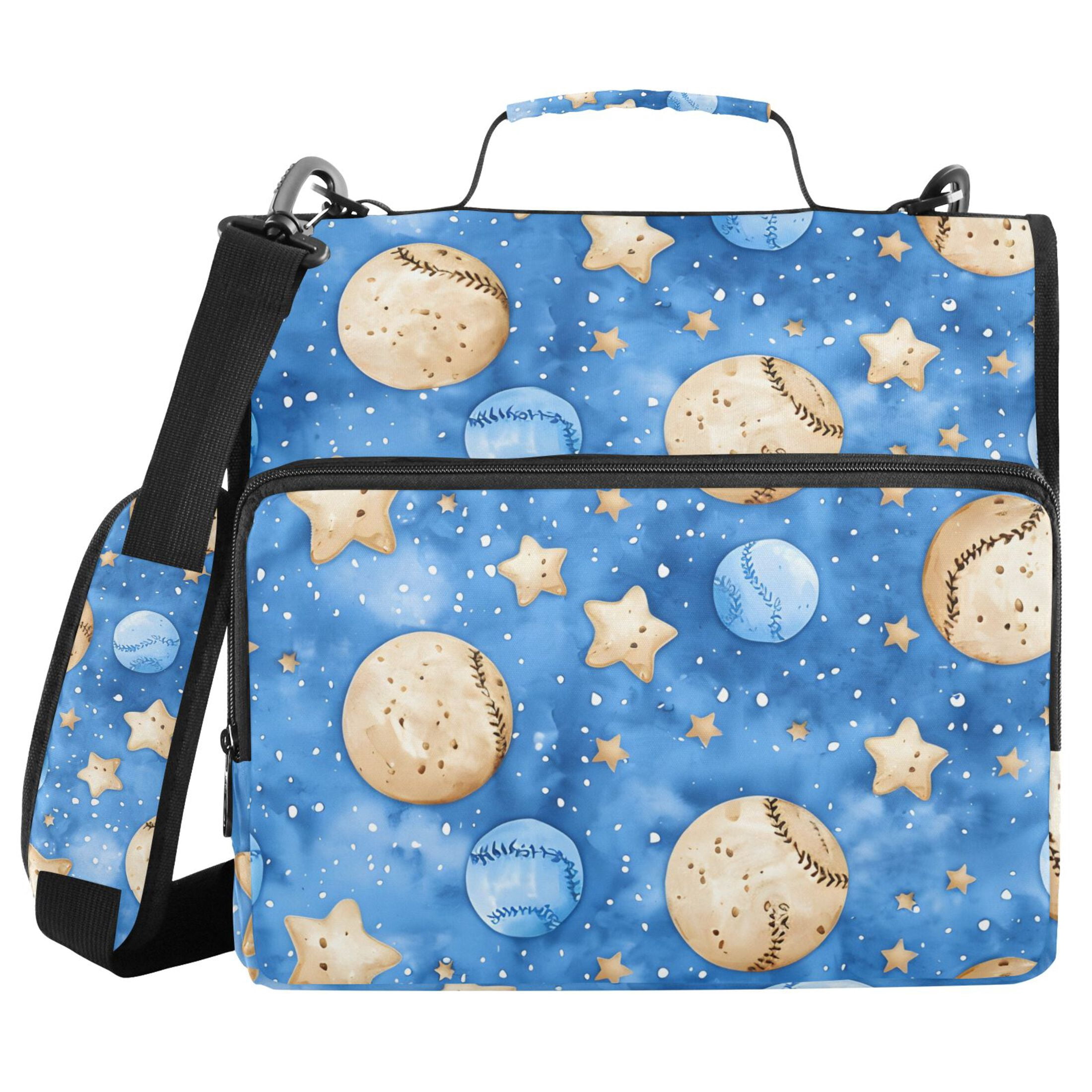 ALAZA Zipper Binder Cartoon Baseball Stars 3 Ring Trapper Keeper File Folder Organizer Bag