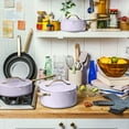 thumbnail image 3 of Beautiful 12-Piece Ceramic Nonstick Cookware Set, Pots and Pans with Strainer Lids, Lavender by Drew Barrymore, 3 of 16