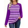 thumbnail image 5 of OIOLOYJM Womens Long Sleeve Shirts Crew Neck Striped Casual Basic Relaxed Fit Tops Fall Winter Stylish Cozy Lounge Blouses, 5 of 5