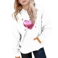 thumbnail image 4 of Girls Heart Graphic Hoodie White, Kids Valentine Pullover Sweatshirt Soft Stretchy with Metallic Print 3-14 Years,Size 9-10 T, 4 of 5