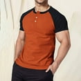 thumbnail image 3 of Mens T-Shirts Slim Round Neckline Short Sleeve Color Blocking Minimalist Simple Casual Bottoming Orange Tee Shirts Sizes M, 3 of 7