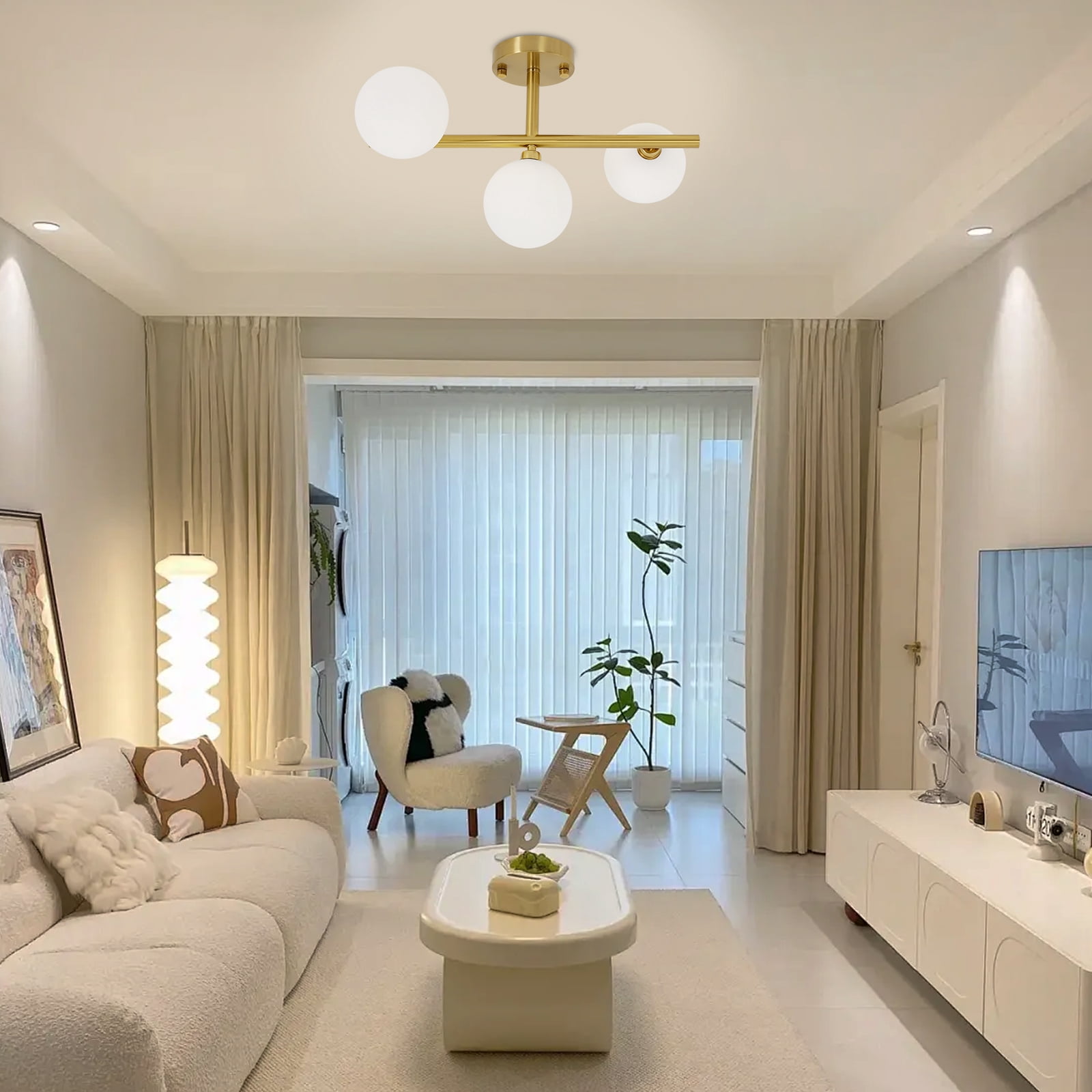 Stylish Ceiling Light with Remote Control, Adjustable Wind Speed, Gold & White Glass, Perfect for Living Rooms and Bedrooms