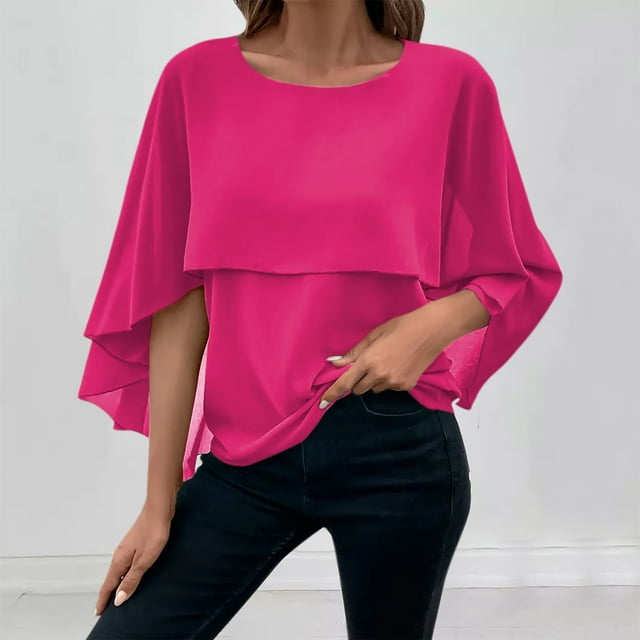JMKQLZ Spring Summer Short Sleeve Round-Neck Solid Color Breathable Fashion For Women