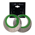 thumbnail image 2 of Silver-Tone & Green Colored Metal Dangle-Earrings #LQE2338, 2 of 2