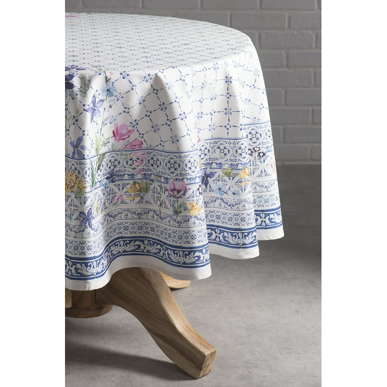 Maison d' Hermine Faience 100% Cotton Tablecloth for Kitchen Dining, Tabletop, Decoration, Parties, Weddings