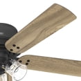 thumbnail image 3 of Hunter 52 inch Indoor Ceiling Fan with LED Lights - Black Ceiling Fan with Pull Chain, For Bedroom, Living Room, or Kitchen, Low Profile Mount, No Remote, 5 Blades - Shady Grove 52378, Matte Black, 3 of 16