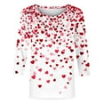 thumbnail image 5 of FASHOFT 3/4 Sleeve Valentines Shirts for Women Love Heart Graphic T-Shirts Crew Neck Short Sleeve Tops Casual Spring Tees Red L, 5 of 5