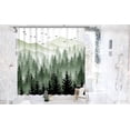 thumbnail image 5 of Green Misty Forest Shower Curtain Set Ombre Sage Green White Waterproof Fabric Nature Tree Mountain Woodland Decorative Fabric Bathroom Bath Curtain Decor (72'''' × 72'''', Green), 5 of 5