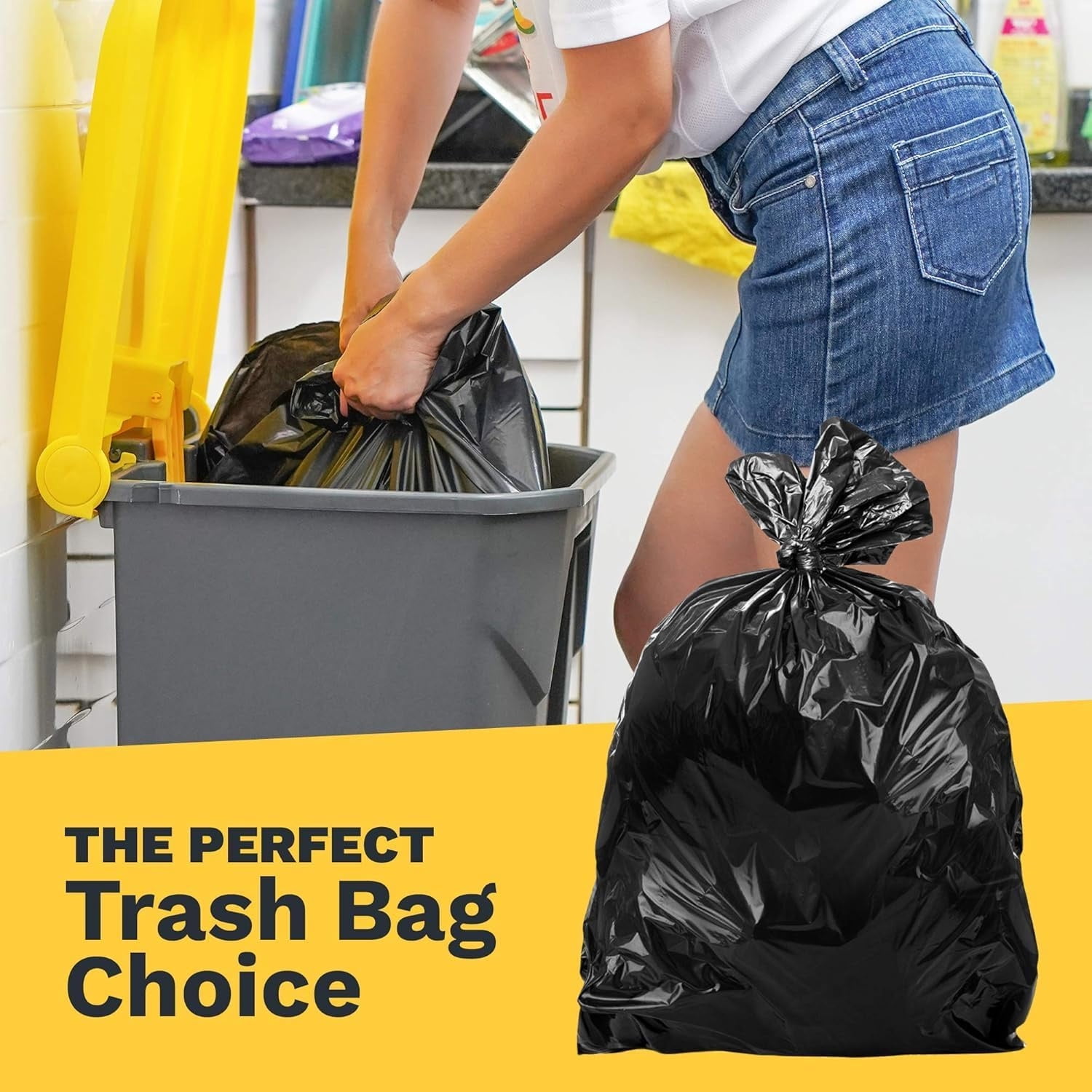 55 Gallon Trash Bags Heavy Duty (100 Count) - 50-60 Gallon Black Garbage Bags, Large Trash Bags - 38 x 58"