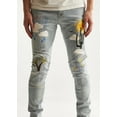 thumbnail image 2 of Embellish NYC Men's Indio Embroidered Distressed Skinny Fit Stretch Denim Jeans (30, Light Blue), 2 of 5
