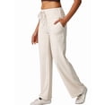 thumbnail image 2 of Women'S Casual Pants Wide-Leg Sweatpants with Pockets Y2K Milk Apricot Color M, 2 of 9