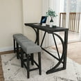 thumbnail image 3 of Ataucjin 4 Piece Bar Table Set with Power Outlet, Dining Table with 3 Padded Stools, Industrial Bar Table and Chairs Set for Living Room Dining Room Game Room, 3 of 9