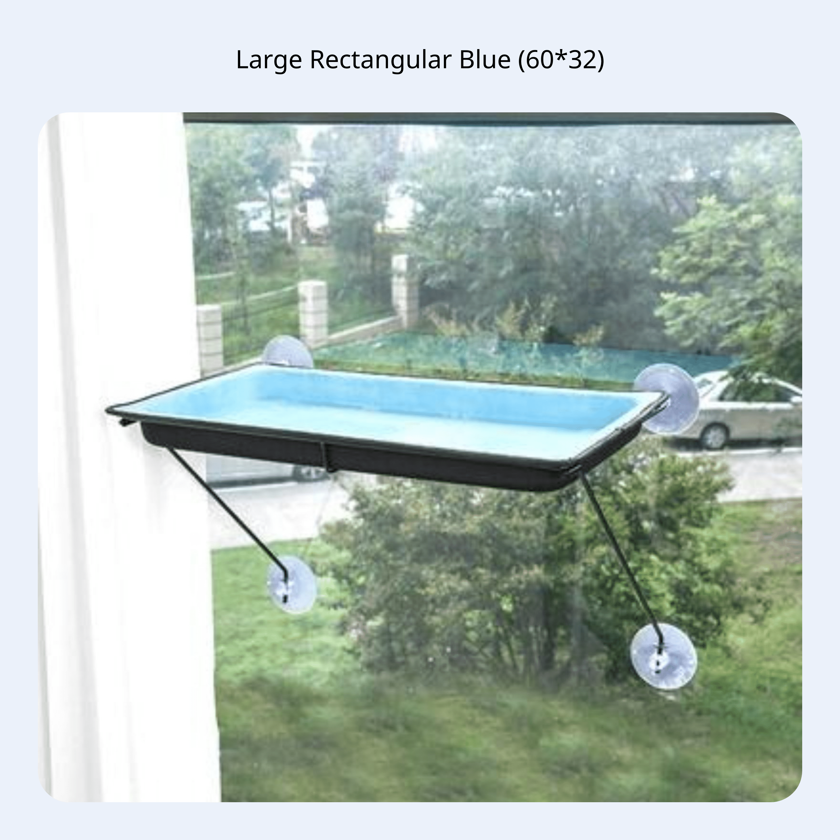 Tnarru Cat Window Lounger with Suction Mount, Iron Frame Blue